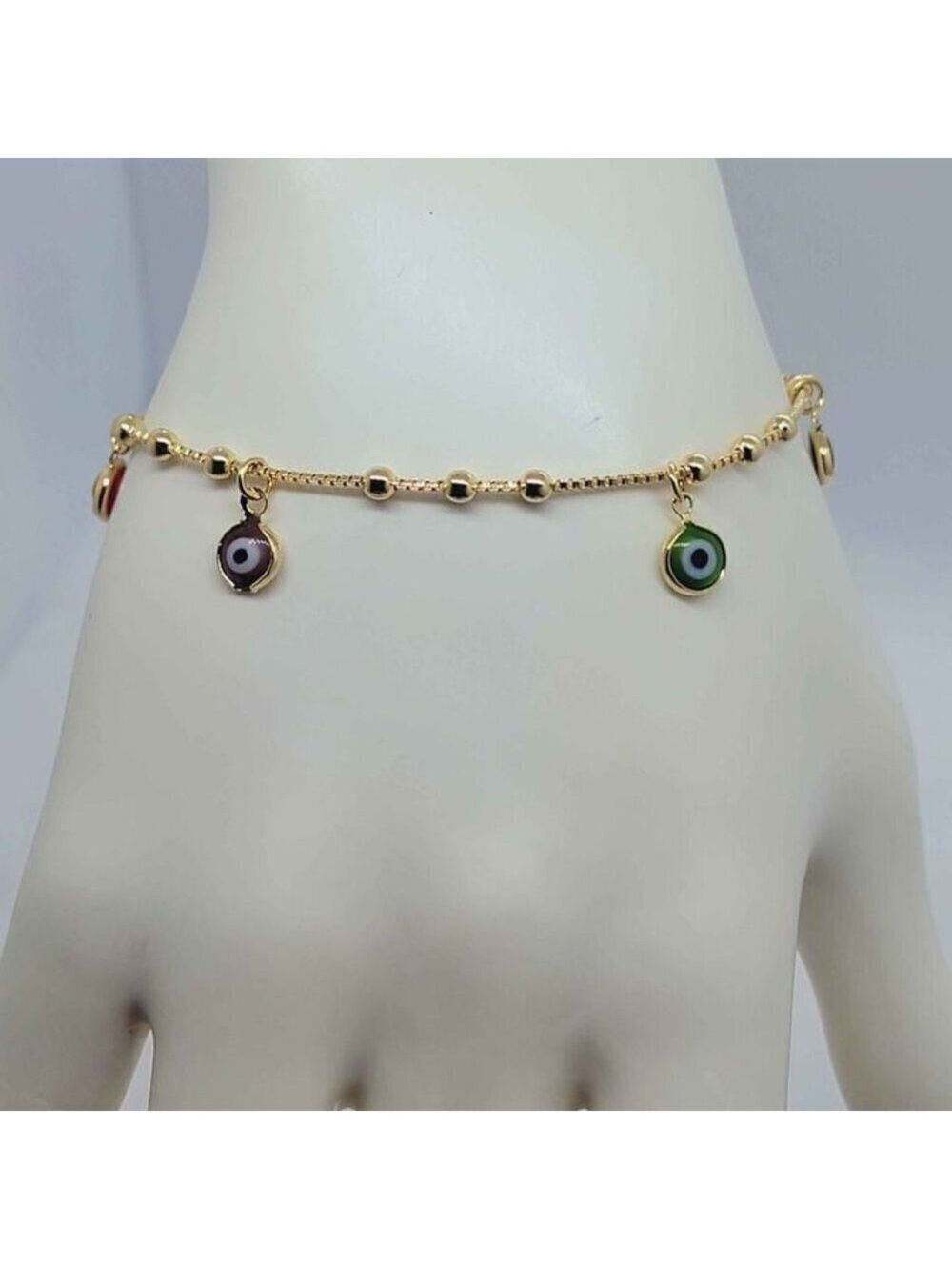 Brand New Brazilian 18k Gold Filled Multi Colors Evil Eye Bracelet - Picture 3 of 6
